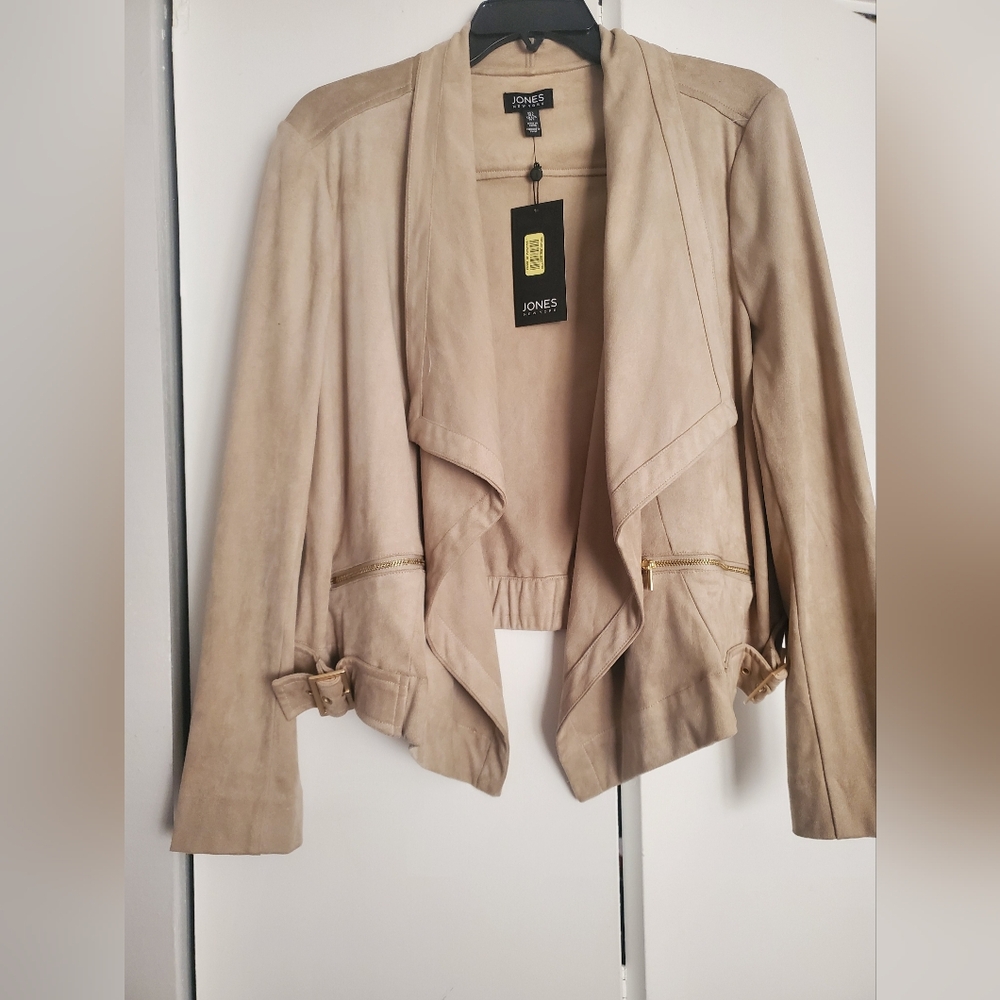 NWT JONES New York Women's Tan Faux suede Jacket Large